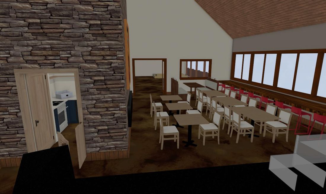 View across the café counter