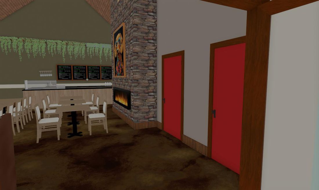 Entrance to the second-floor café