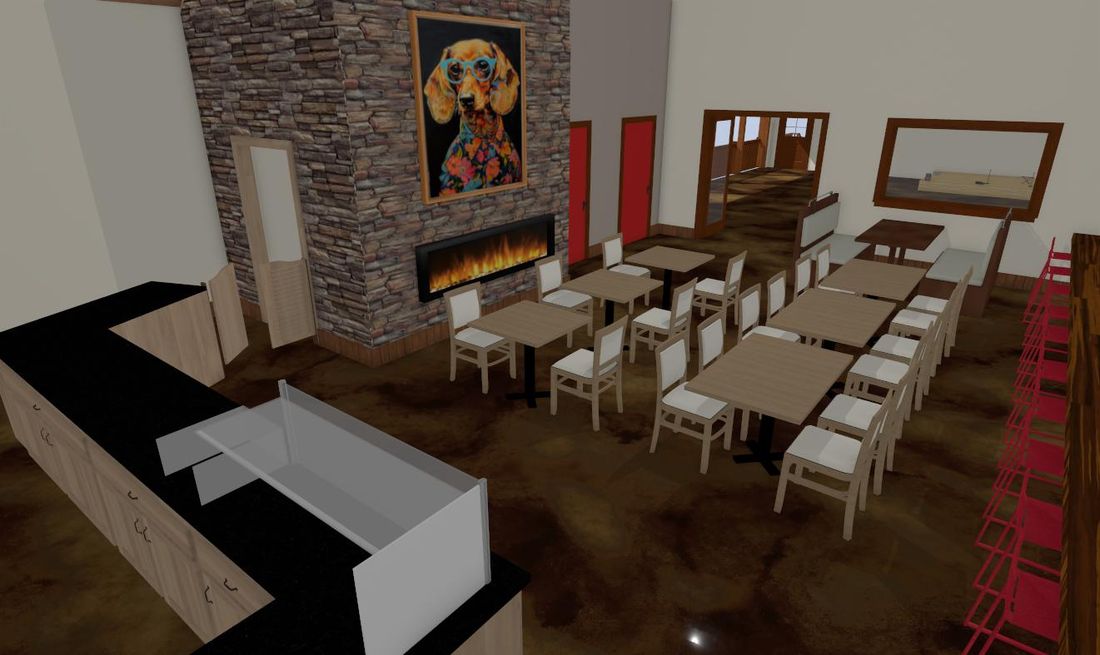 Café looking toward the open space
