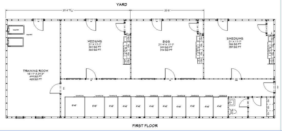 Architectural floor plan of the Dogville first floor