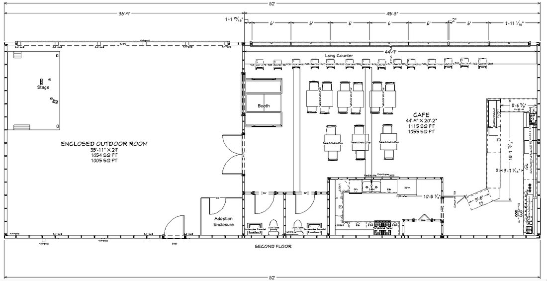 Architectural floor plan of the Dogville top-floor café